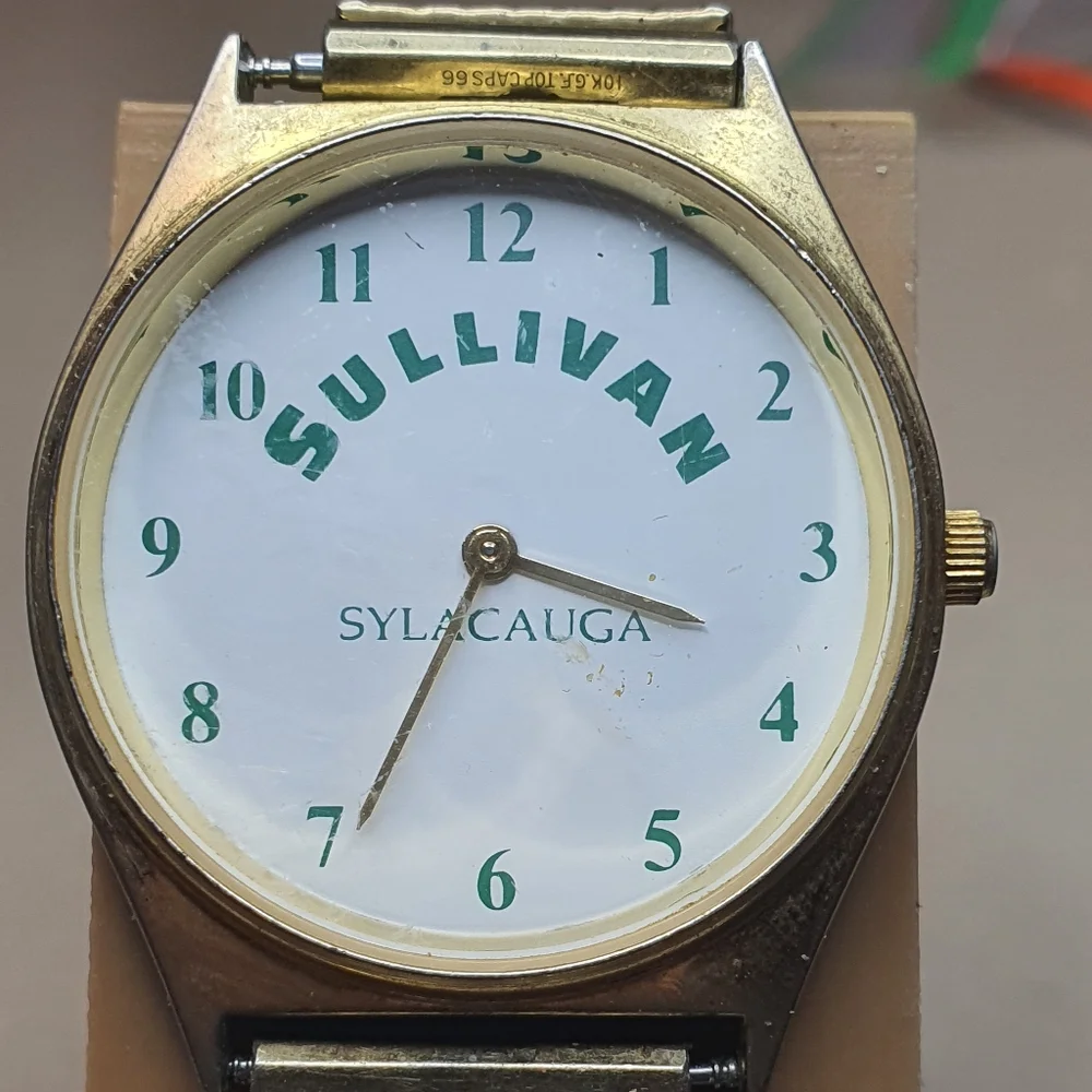 10/$20 Sullivan Sylacauga Goldtone/White Stainless Steel Promotional Men's Watch
